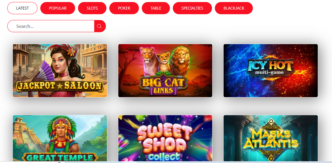 Red Dog Casino Game Selection